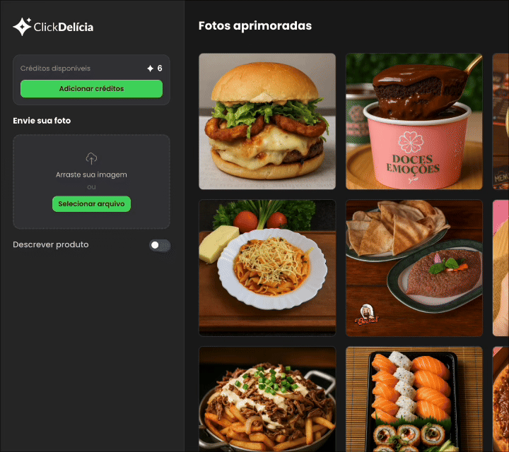 Demonstração do Click Delícia - transformação de fotos de comida